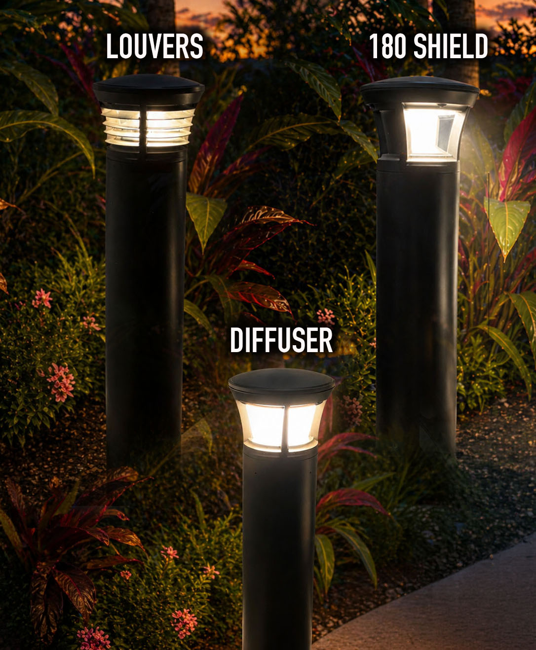 42" Round Bollard Black with Crown Top