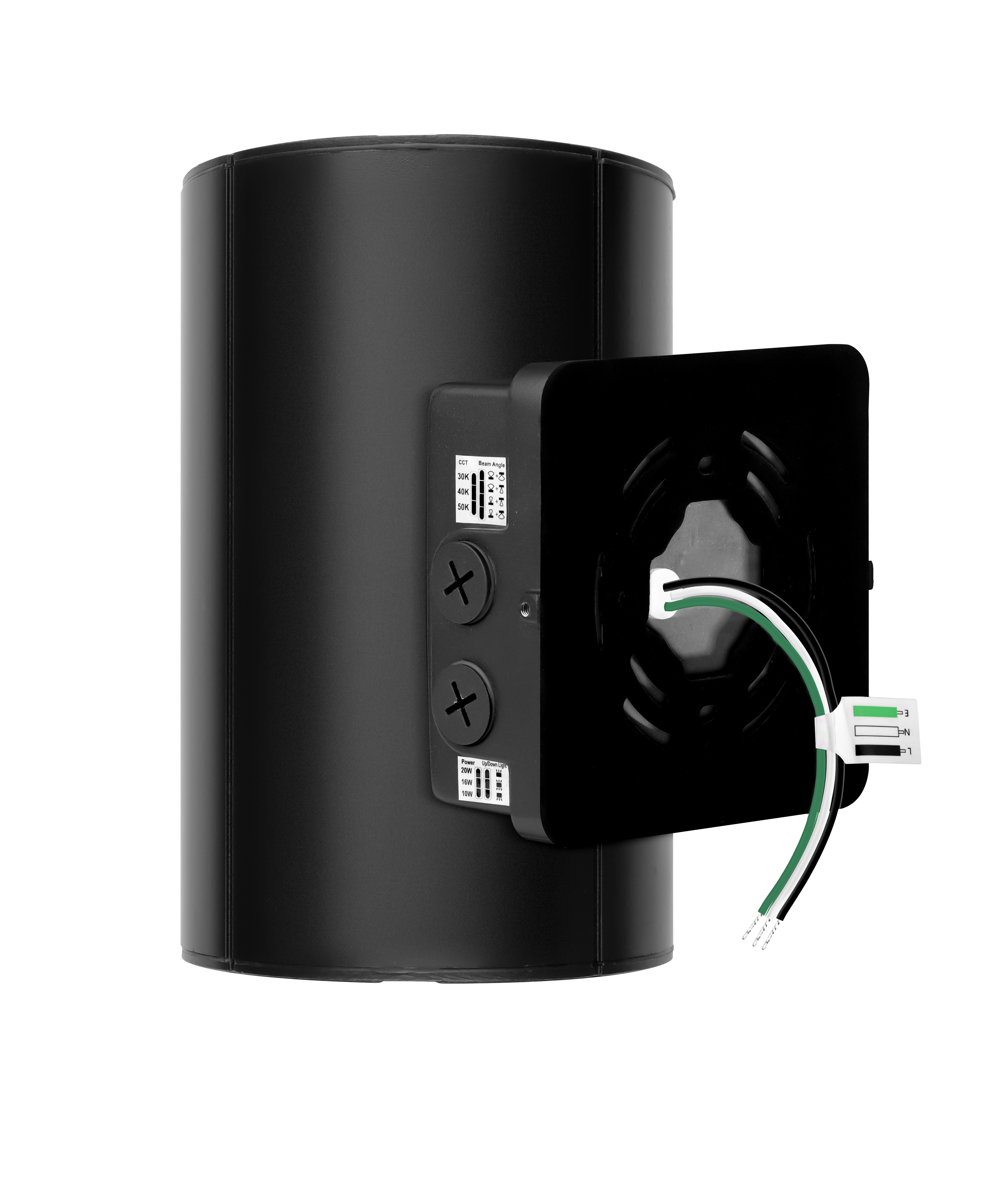 Wall Mounted Up/Down Cylinder 38W Black