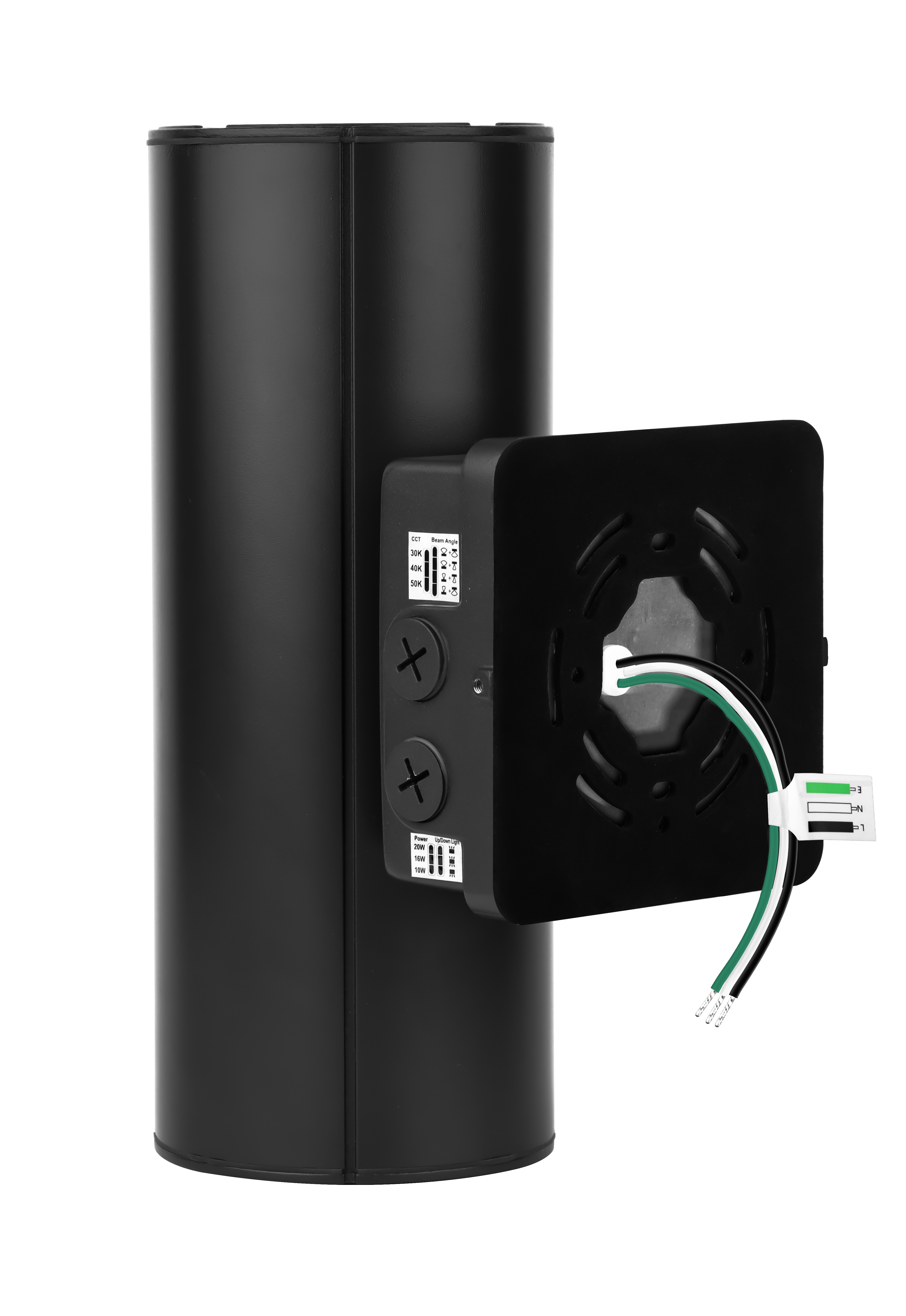 Wall Mounted Up/Down Cylinder 20W Black