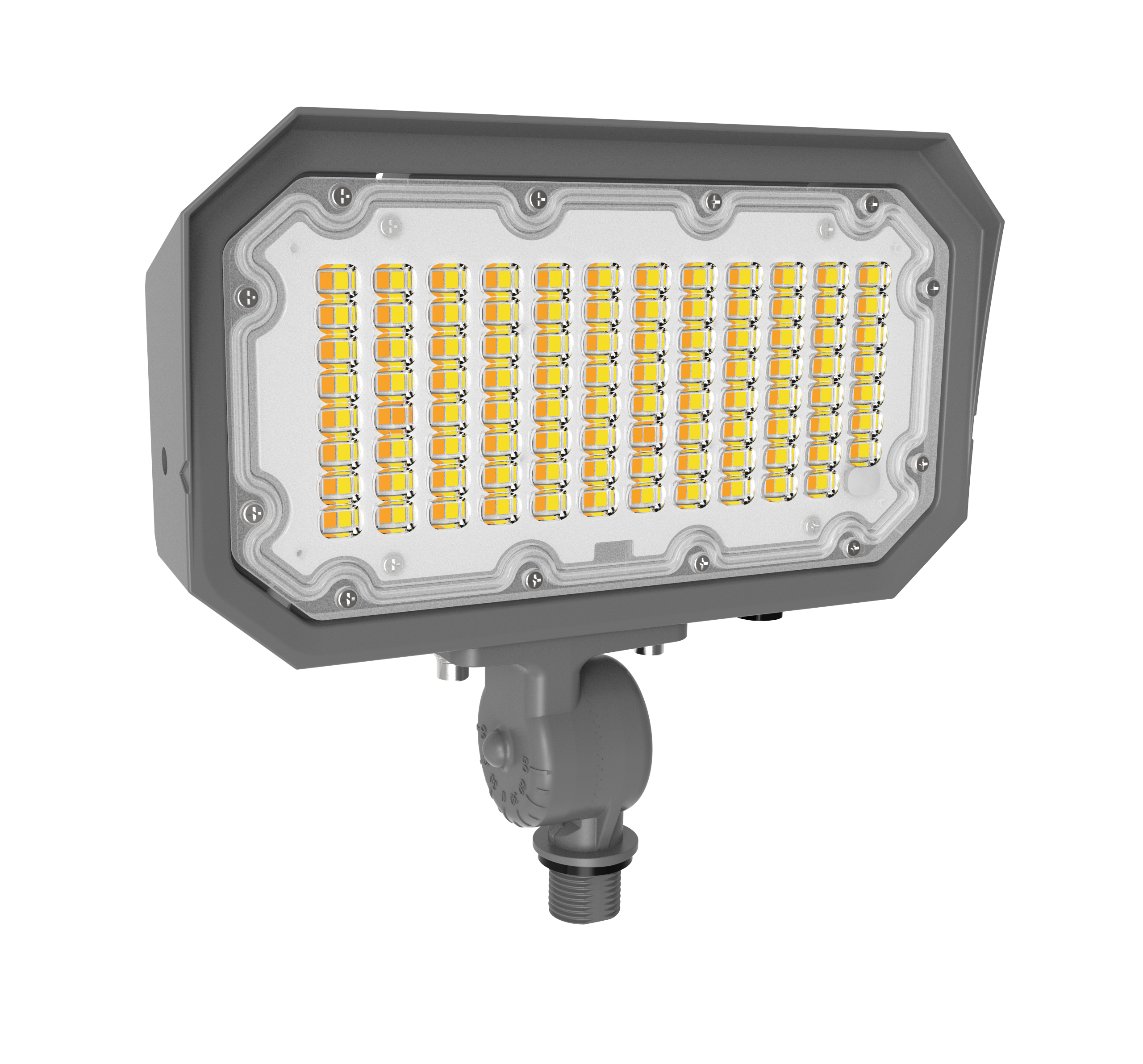 60/80/100W Power & Color Selectable Knuckle Mount Floodlight w/On-Off Photocell