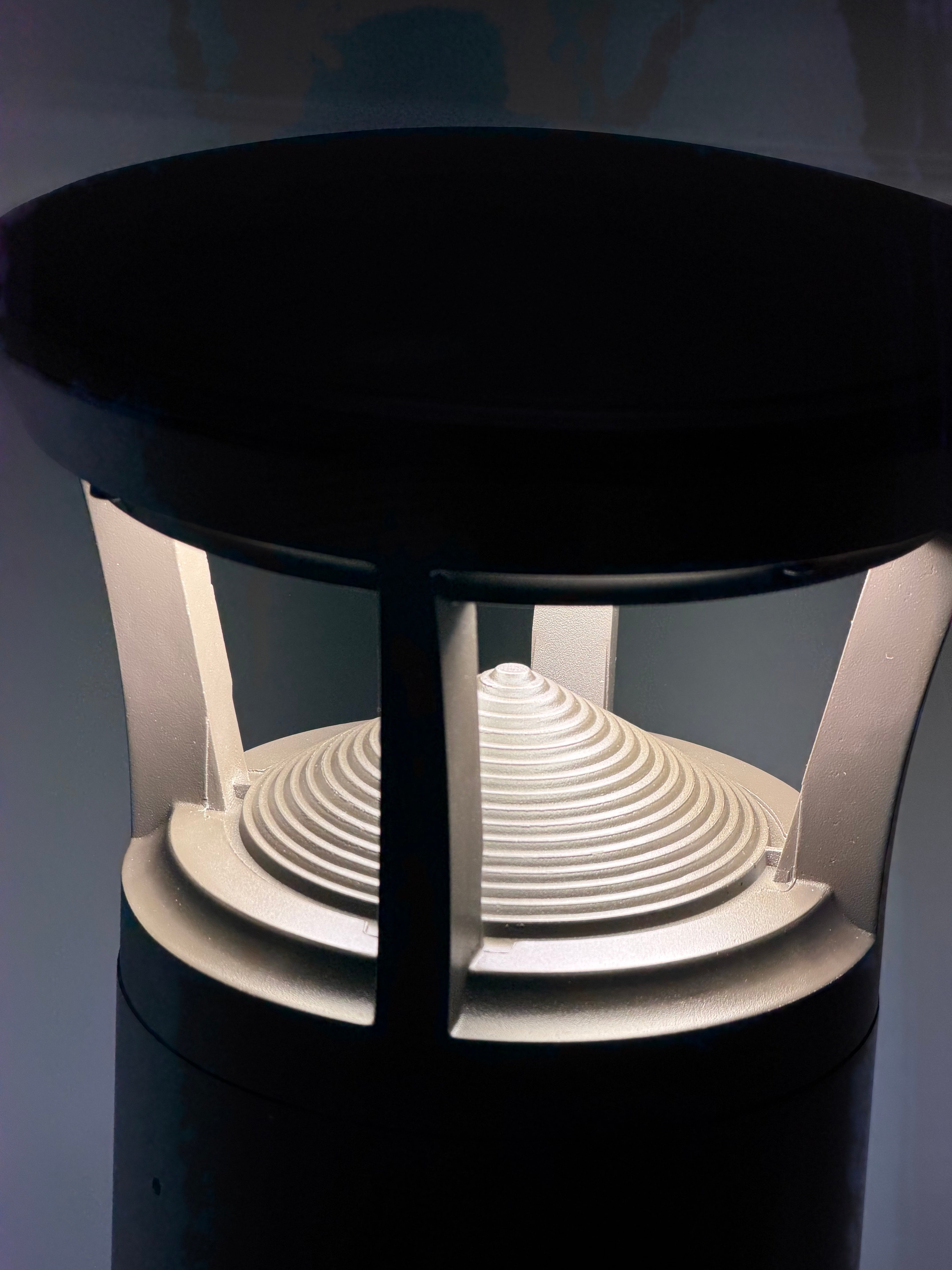42" Round Bollard Black with Crown Top