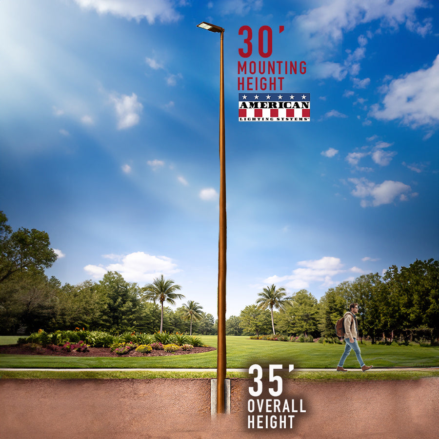 30 Foot Fiberglass Light Pole Mounting Height Round Tapered Direct Burial