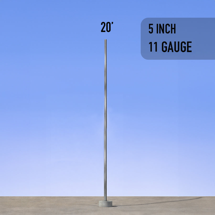 20 Foot Straight Square Steel Anchor Base 5in 11 Gauge