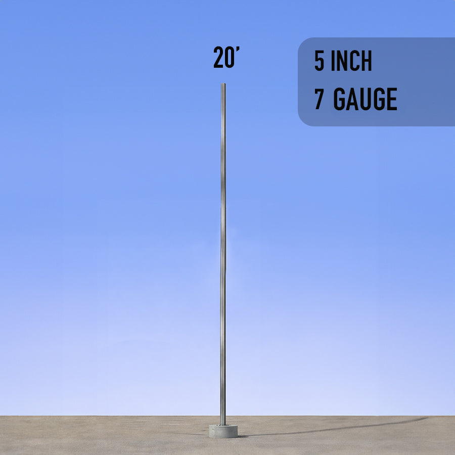 20 Foot Straight Square Steel Anchor Base 5in 7 Gauge