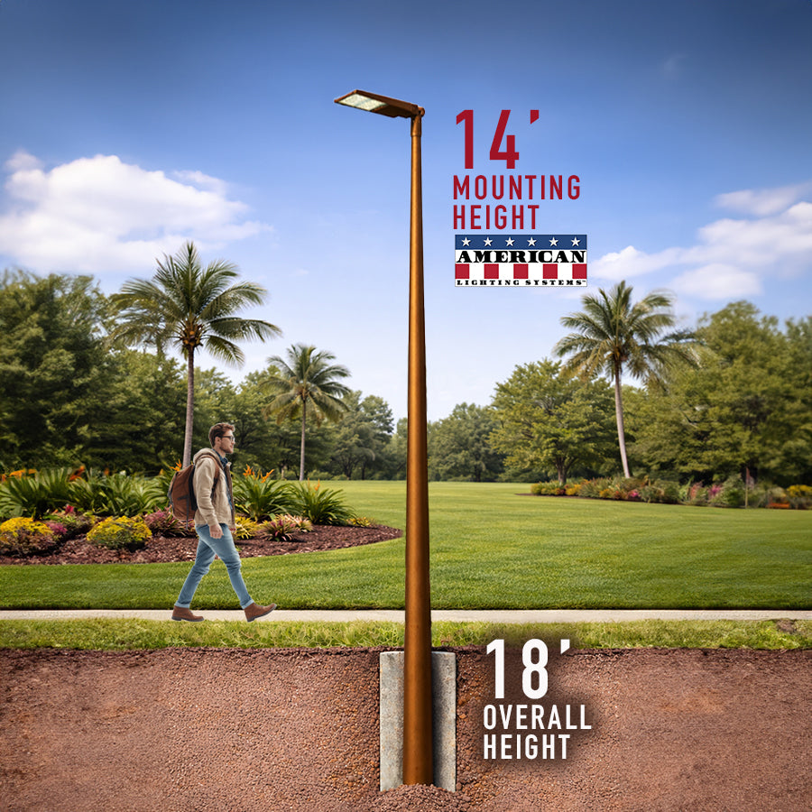 14' Mounting Height Round Tapered Direct Burial Fiberglass Commercial Pole