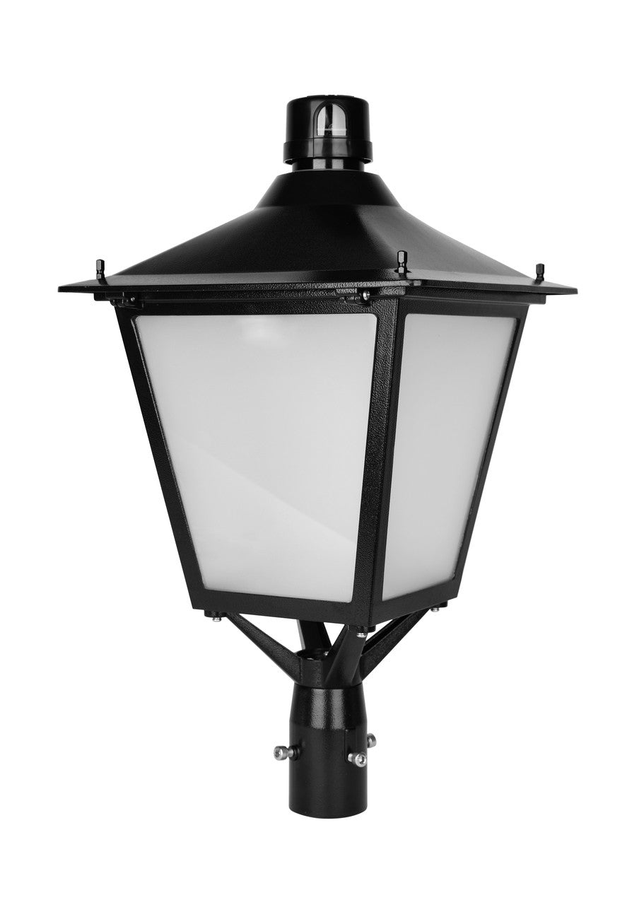 30/40/60W Post Top Lantern Power and Color Selectable w/Photocell