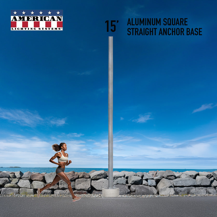 15 Foot Aluminum Square Straight Anchor Base 4in