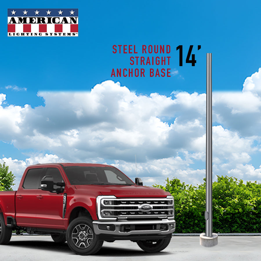 14 Foot Steel Round Straight Anchor Base 3in 11 Gauge