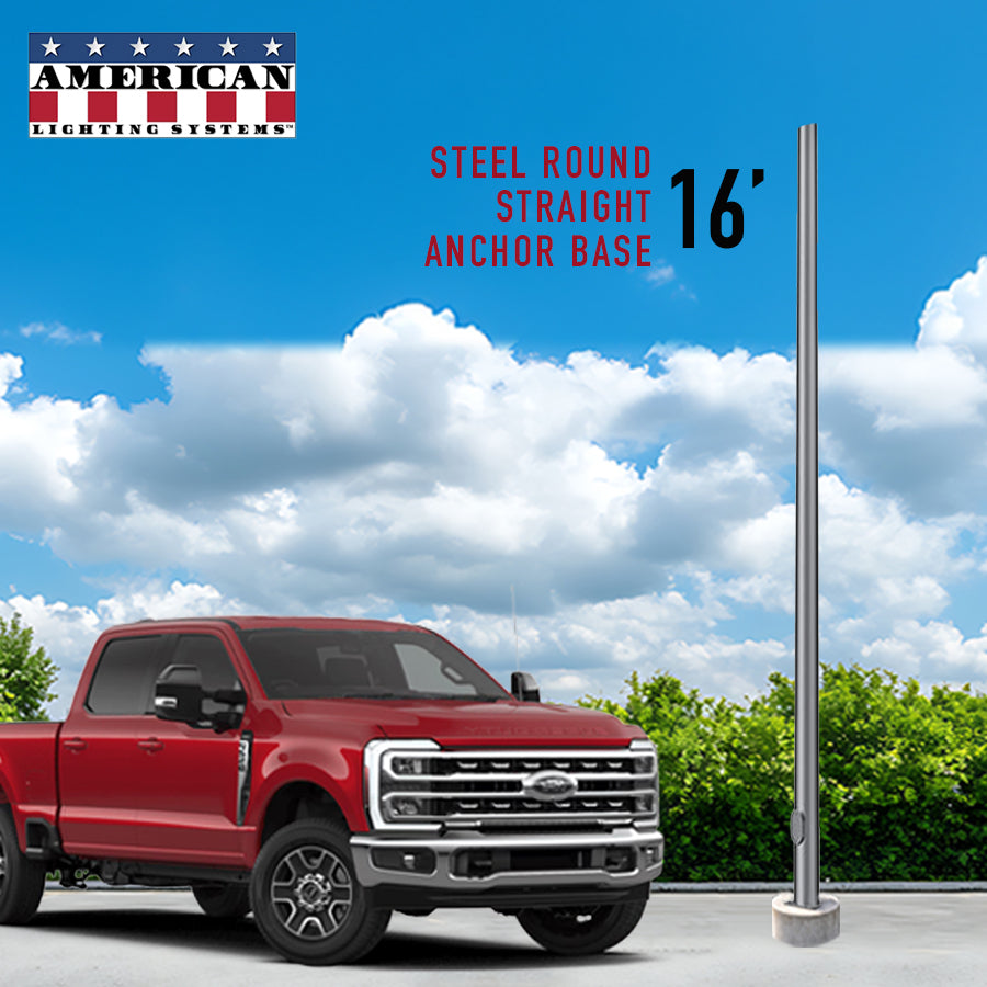 16 Foot Steel Round Straight Anchor Base 4in 11 Gauge