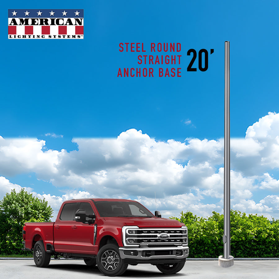 20 Foot Steel Round Straight Anchor Base 4in 11 Gauge