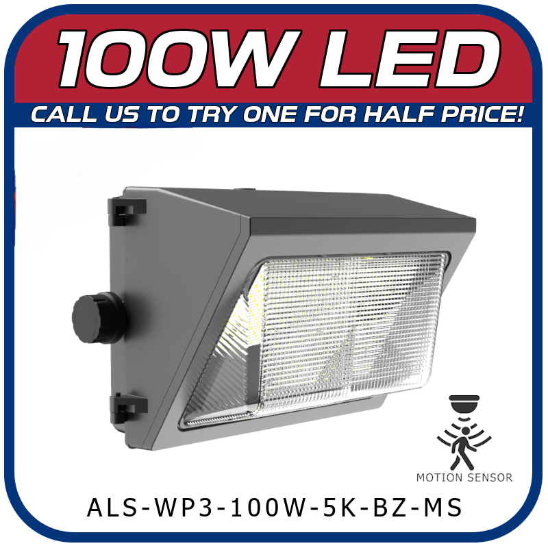 100W LED 3RD GEN WATCHMAN SERIES WALL PACK W/MOTION SENSOR