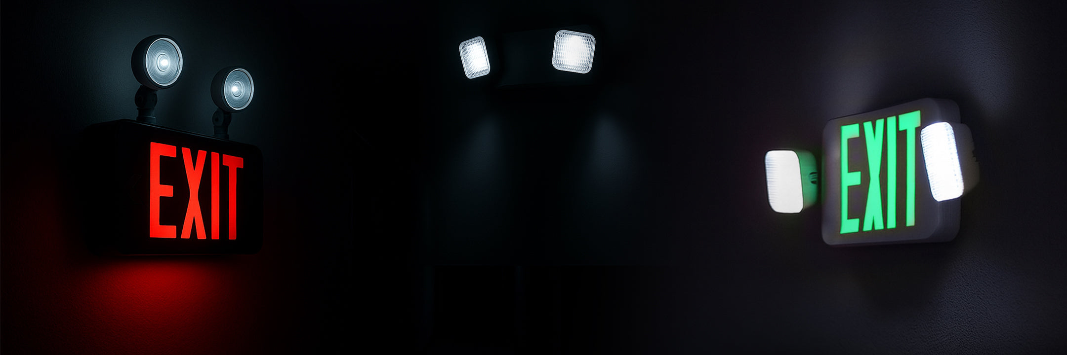 LED emergency exit light mounted on wall