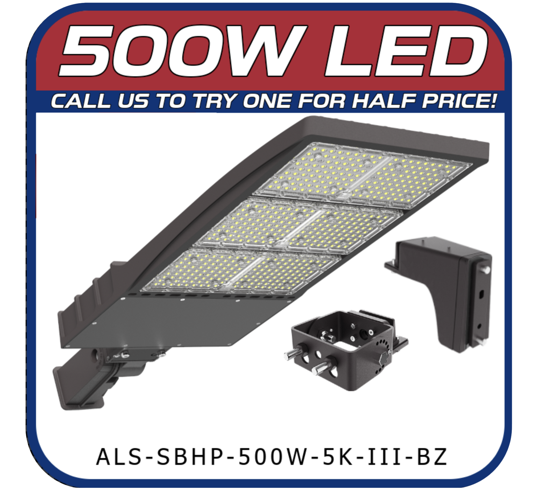 500W High Power LED Shoebox Parking Lot Fixture