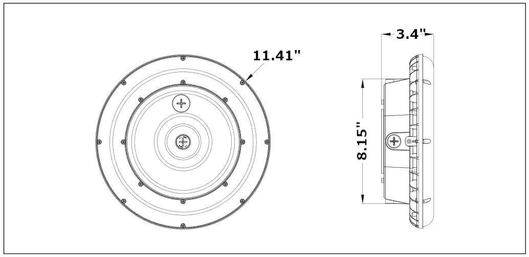 LED light dimensions chart