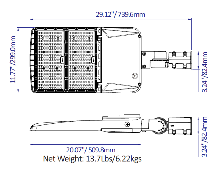 240-310W Selectable Area Light w/Slip-Fitter