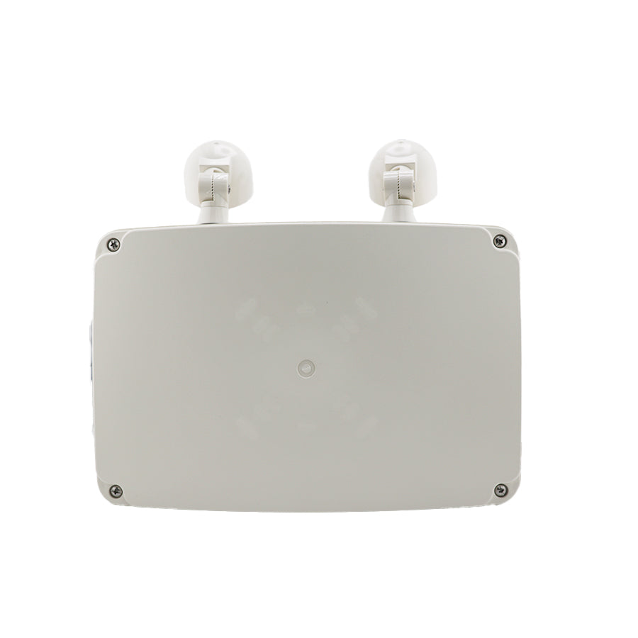 Wet Location Exit Light Combo — Red/Green Letters & White Housing