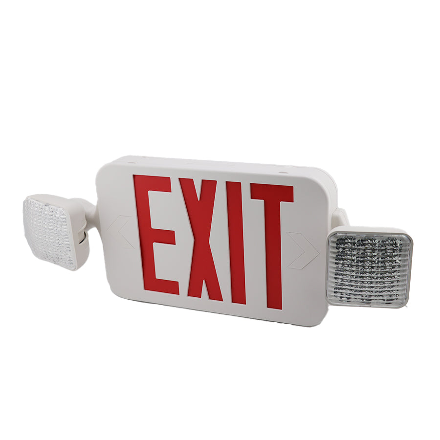 Standard Exit Light Combo — Red Letters & White Housing