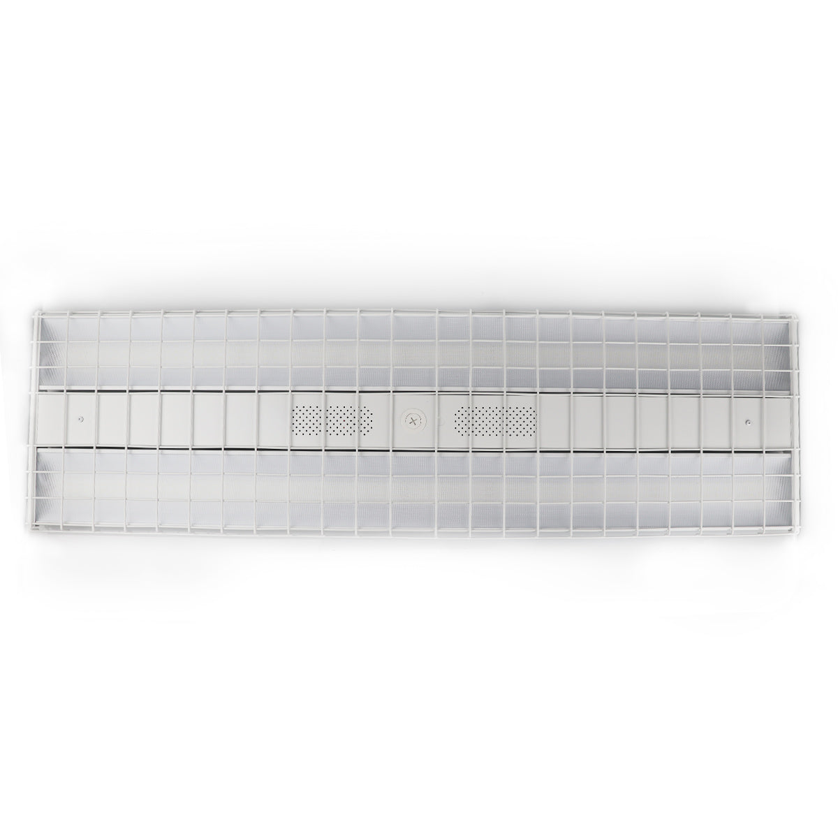 White rectangular plastic tray with compartments on a white background