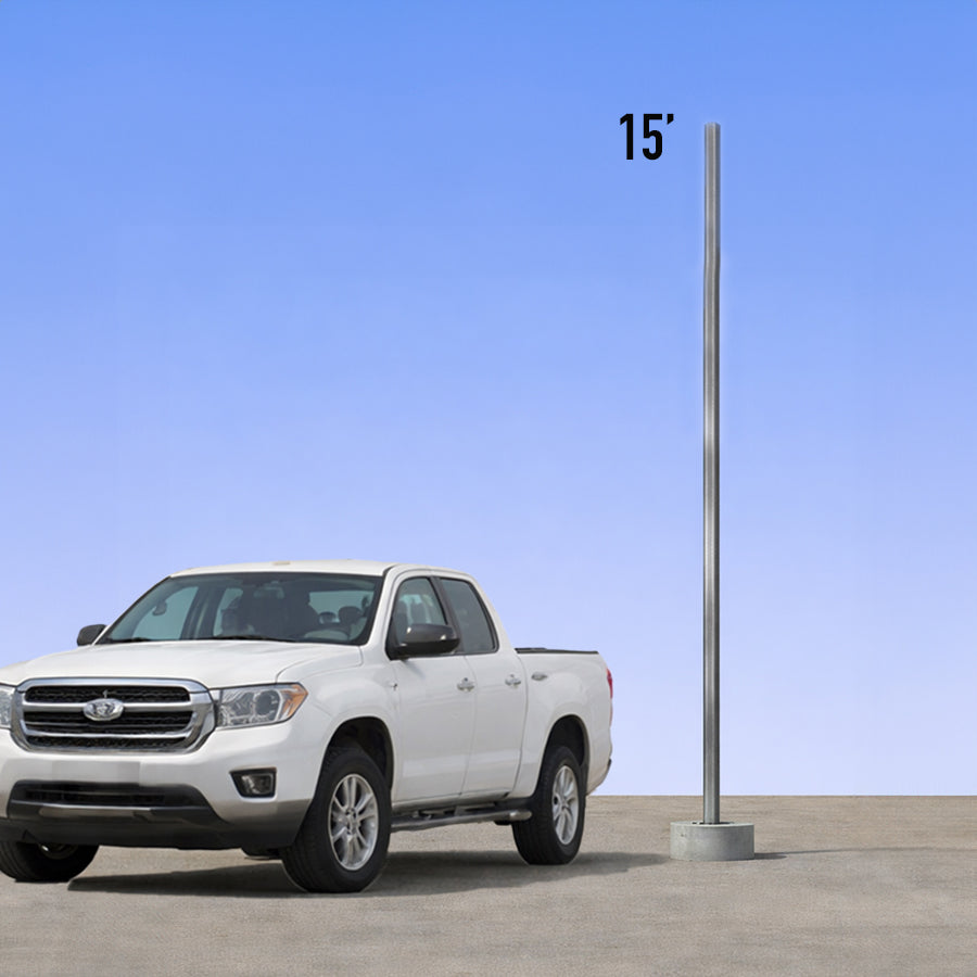 15 Foot Straight Square Steel Light Poles Anchor Base 4in 11 Gauge