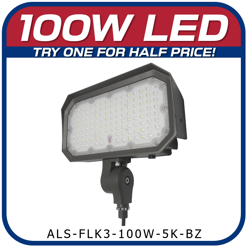 100W LED 3rd Generation 5000K Knuckle Mount Floodlight