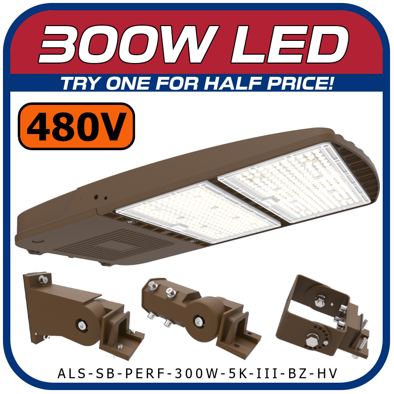 300W - 480V Area Light Parking Lot Fixture