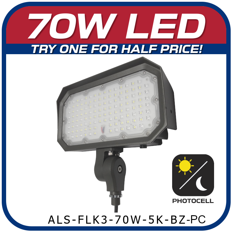 70W LED flood light with photocell