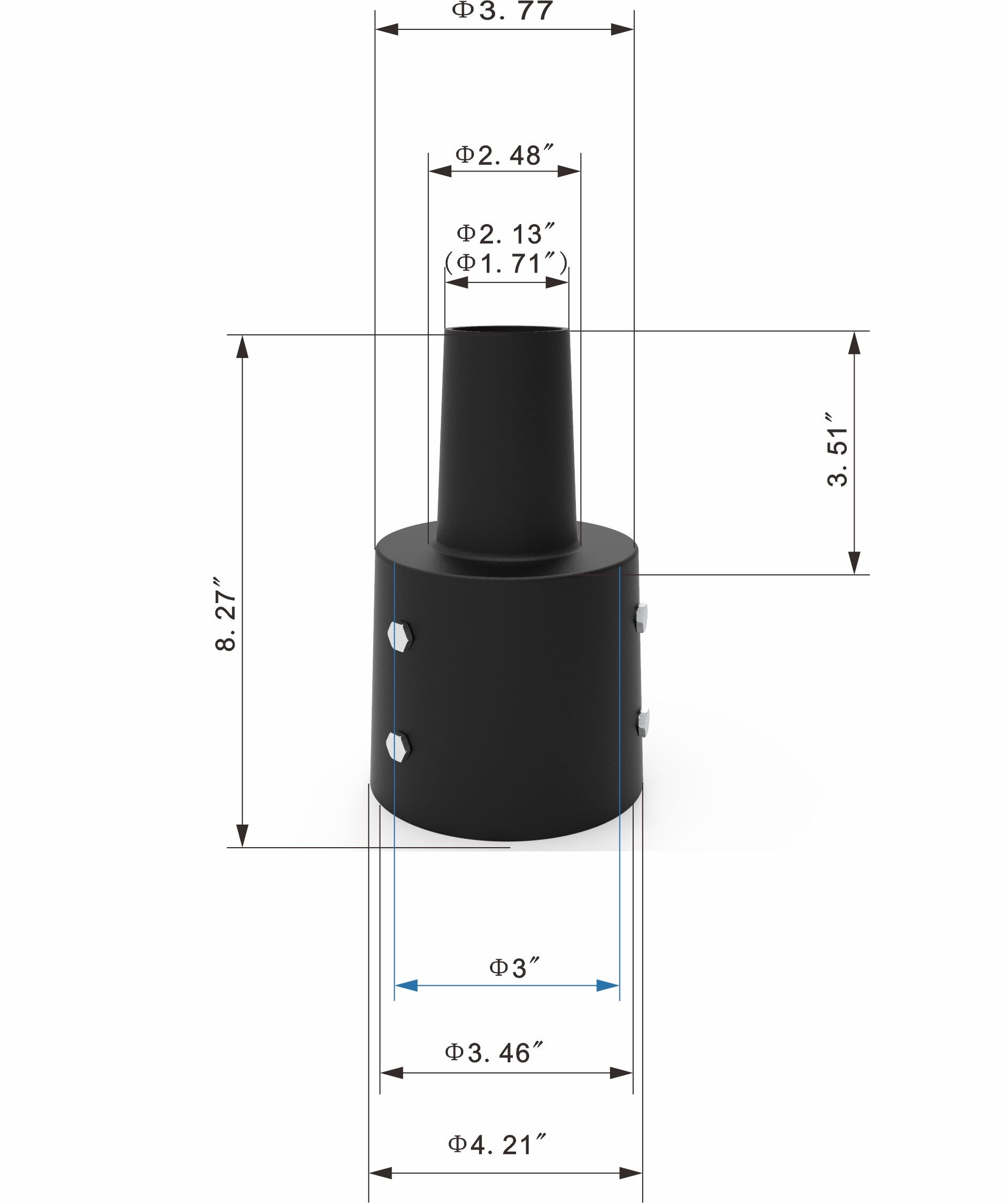 3 Inch Round Tapered Tenon Reducer