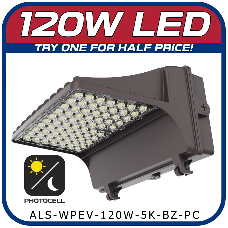 120W Evolution Series Full Cut Wall Pack W/ Photocell