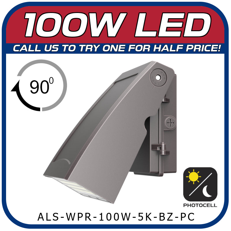 100W ARCHITECTURAL 90° ROTATING WALL PACK W/PHOTOCELL