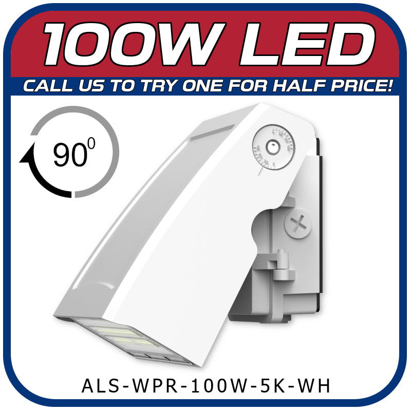 100W WHITE ARCHITECTURAL 90° ROTATING WALL PACK