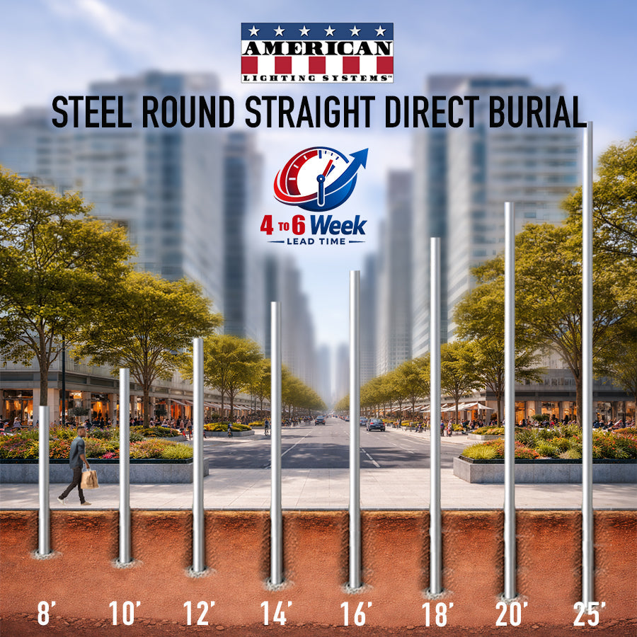 Steel Round Straight Direct Burial