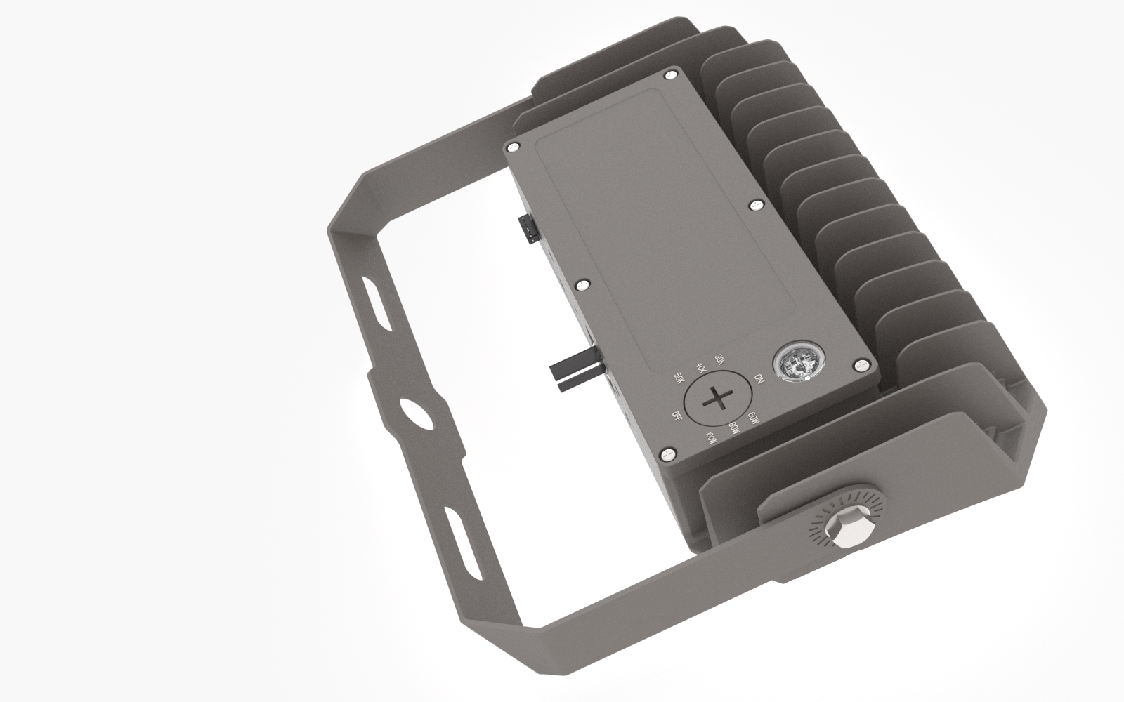 60/80/100W Power & Color Selectable Knuckle Mount Floodlight w/On-Off Photocell