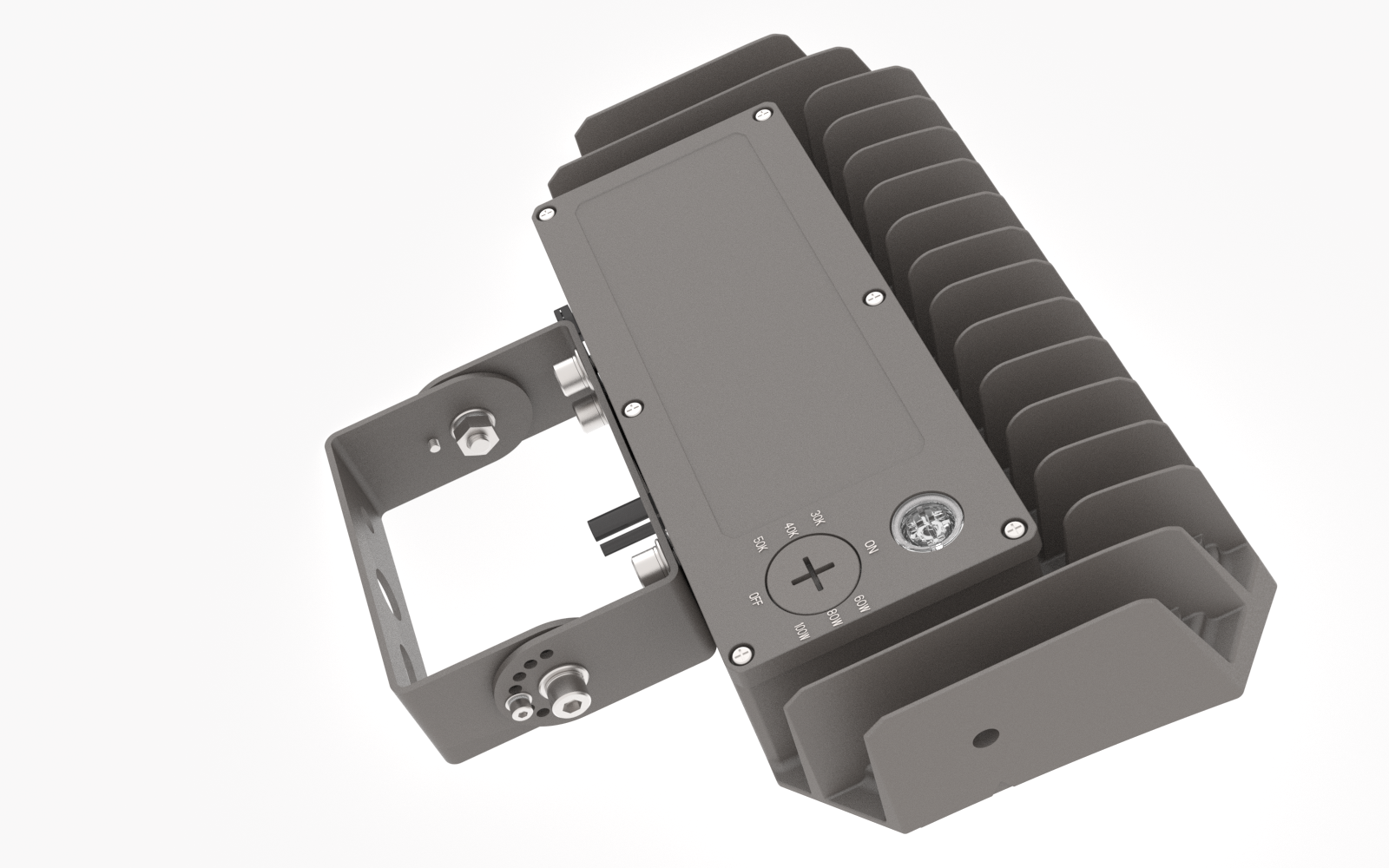 60/80/100W Power & Color Selectable Knuckle Mount Floodlight w/On-Off Photocell