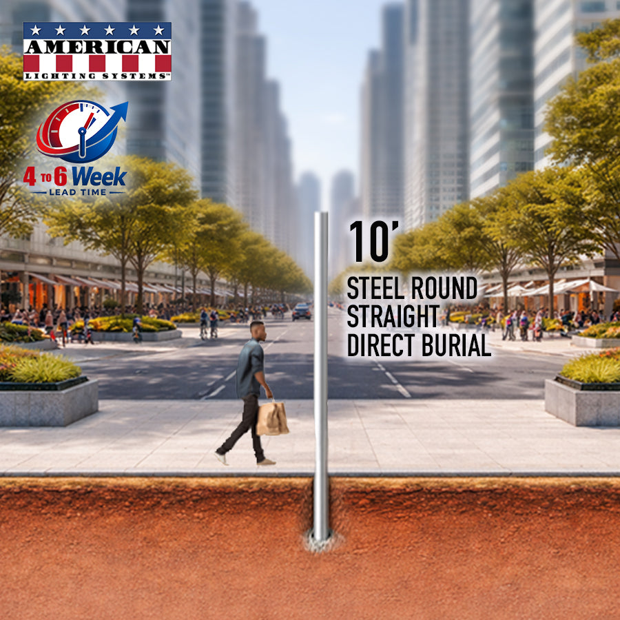 10 Foot Steel Round Straight Direct Burial 4in 11 Gauge