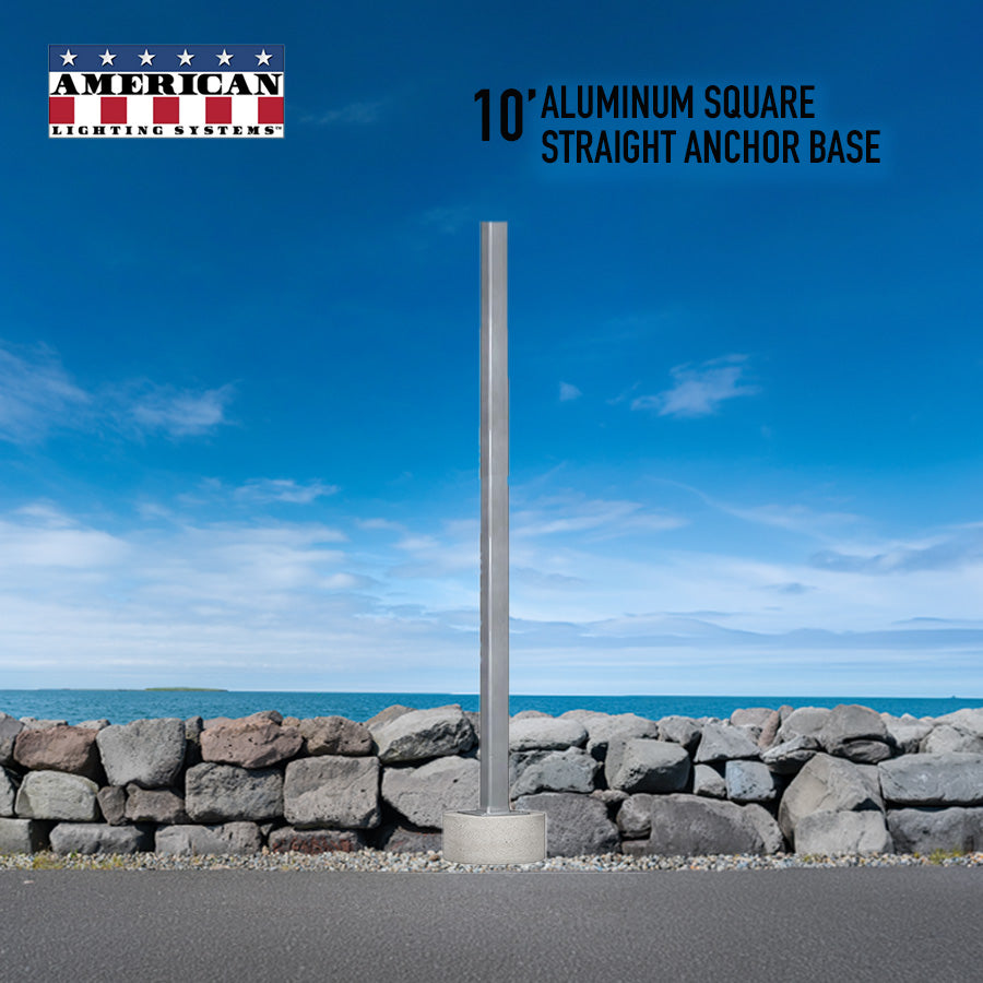 10 Foot Aluminum Square Straight Anchor Base 4in