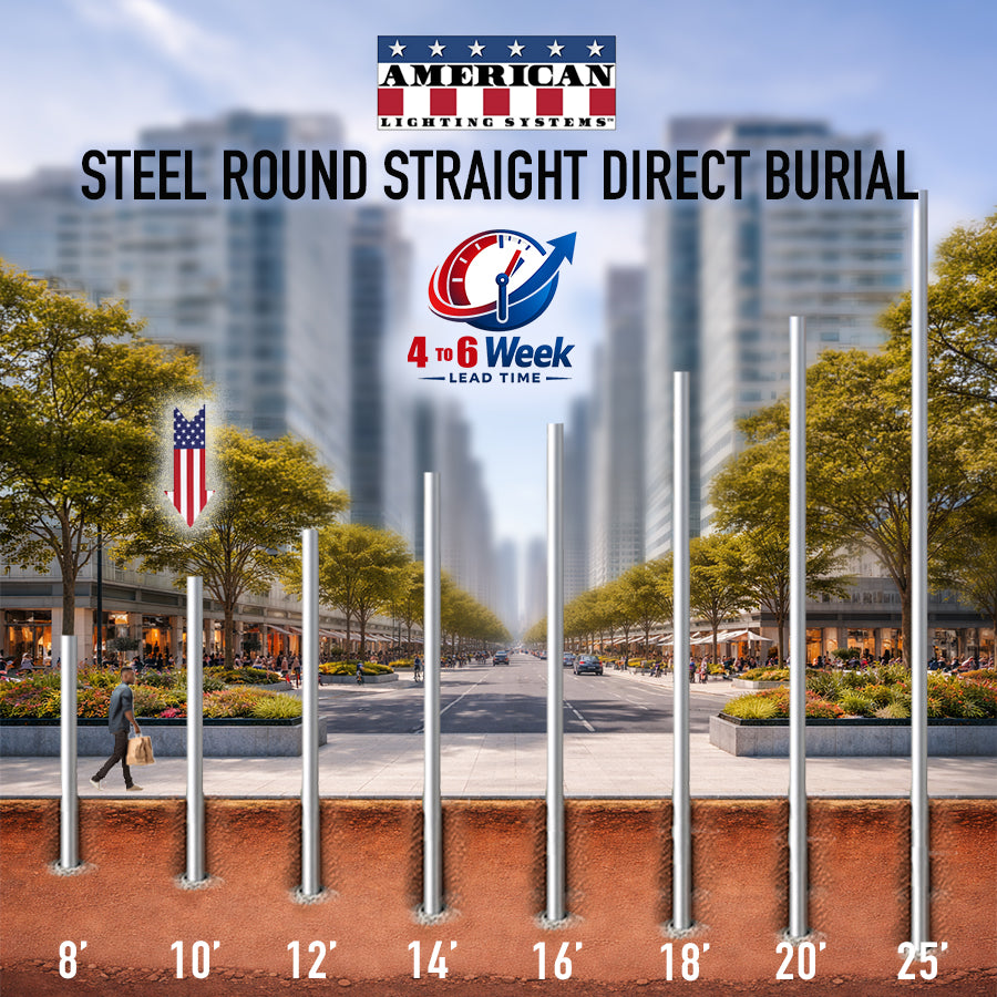 10 Foot Steel Round Straight Direct Burial 4in 11 Gauge