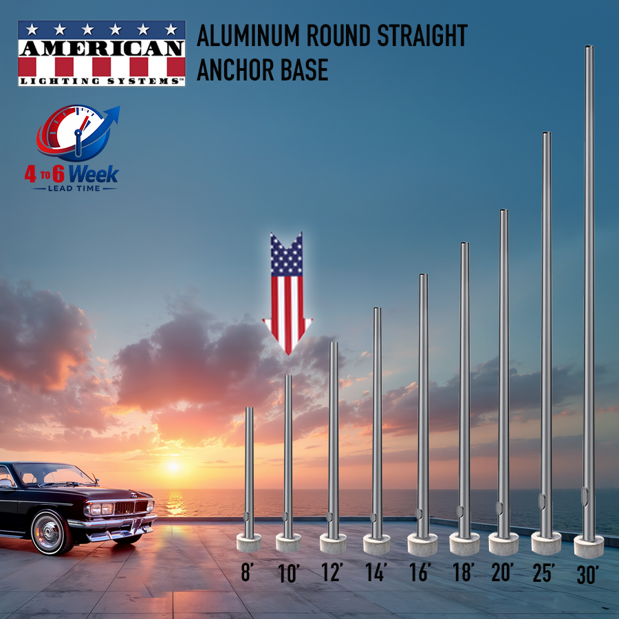 10 Foot Aluminum Round Straight Anchor Base 4in