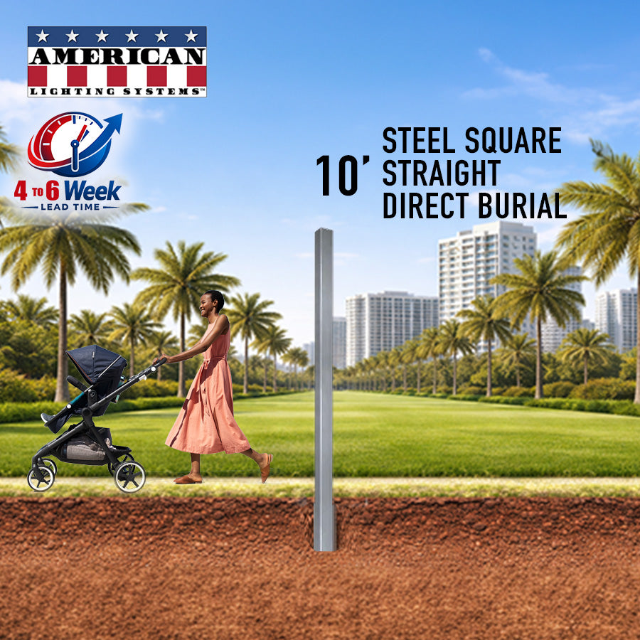 10 Foot Steel Square Straight Direct Burial 4in 11 Gauge