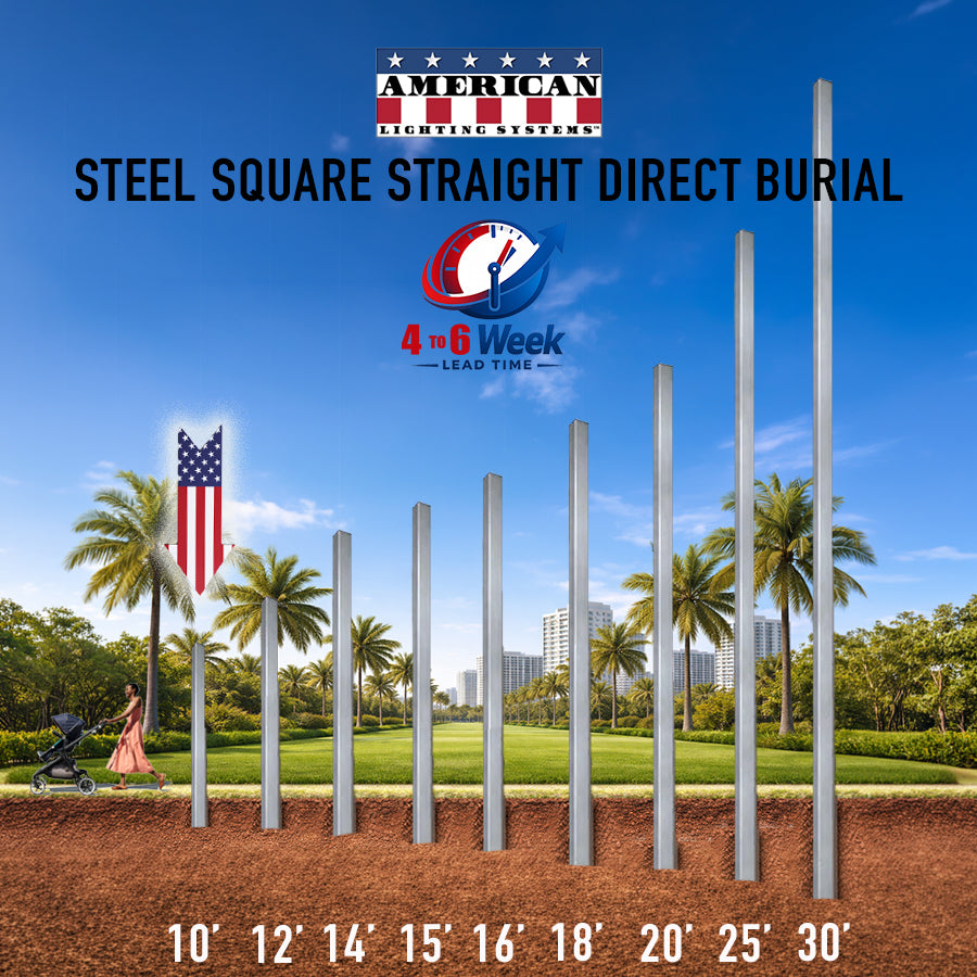 10 Foot Steel Square Straight Direct Burial 4in 11 Gauge