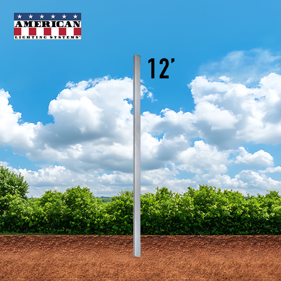 12 Foot Aluminum Square Straight Direct Burial 4in .125 Thickness