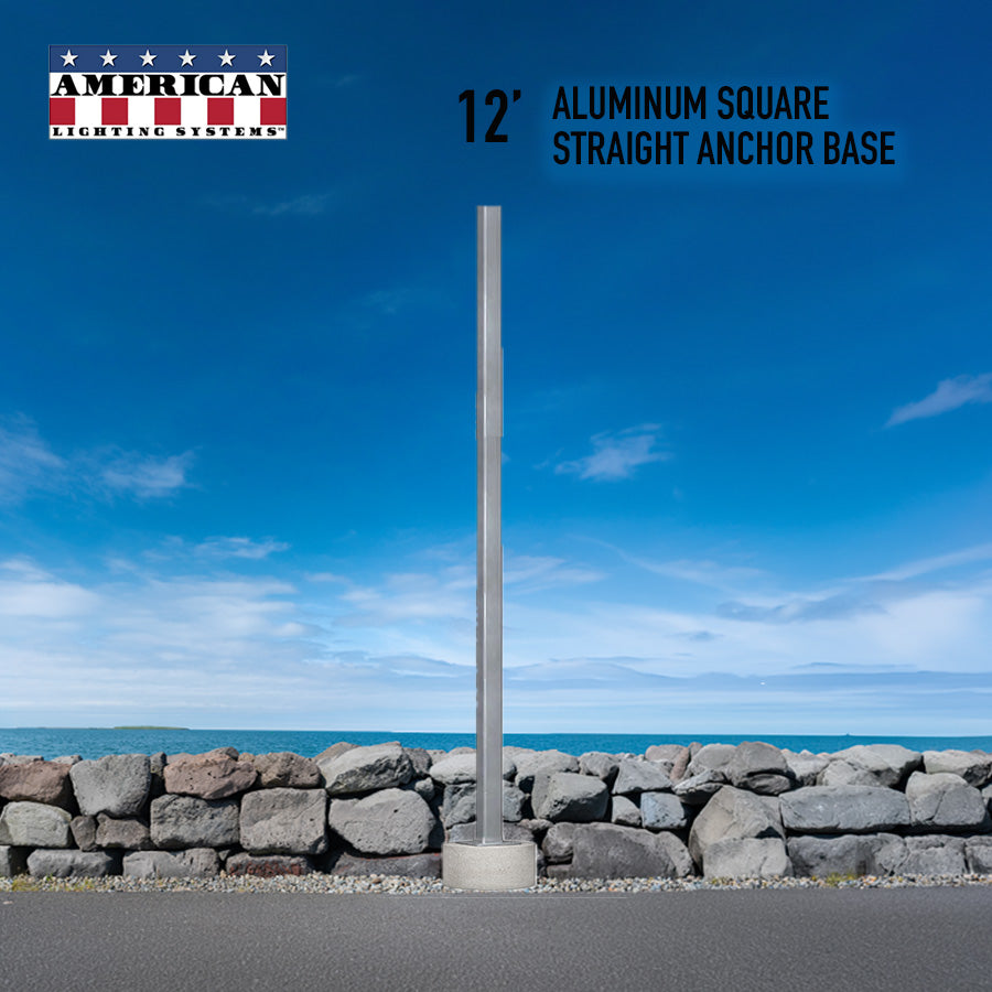 12 Foot Aluminum Square Straight Anchor Base 4in