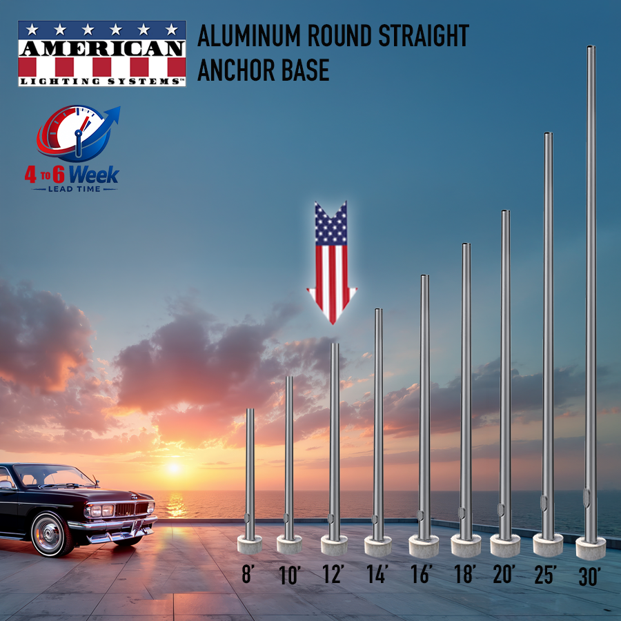 12 Foot Aluminum Round Straight Anchor Base 4in