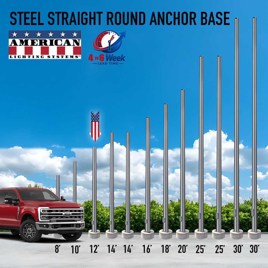 12 Foot Steel Round Straight Anchor Base 3in 11 Gauge