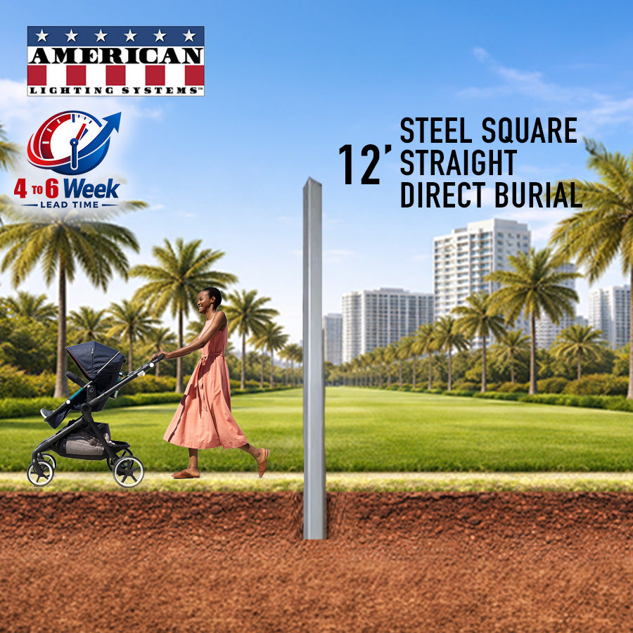 12 Foot Steel Square Straight Direct Burial 4in 11 Gauge
