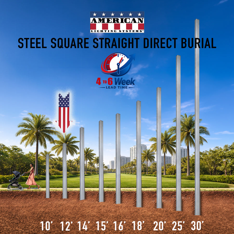 12 Foot Steel Square Straight Direct Burial 4in 11 Gauge