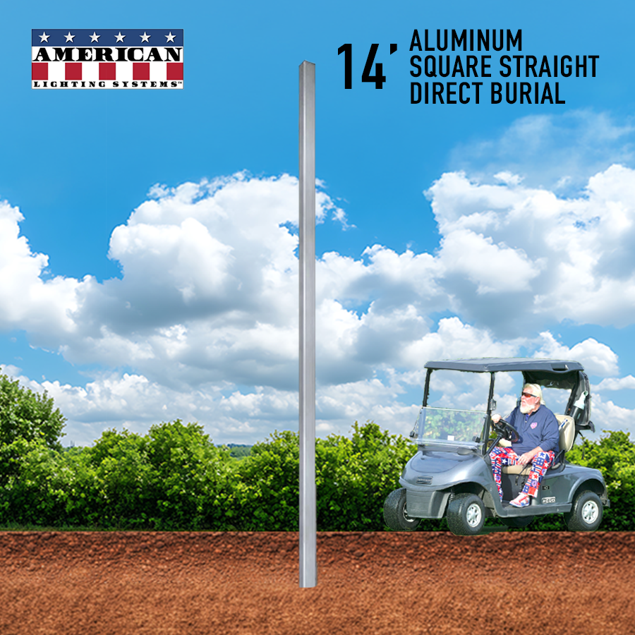 14 Foot Aluminum Square Straight Direct Burial 4in .125 Thickness