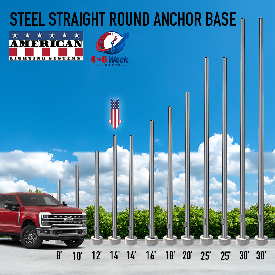 14 Foot Steel Round Straight Anchor Base 4in 11 Gauge