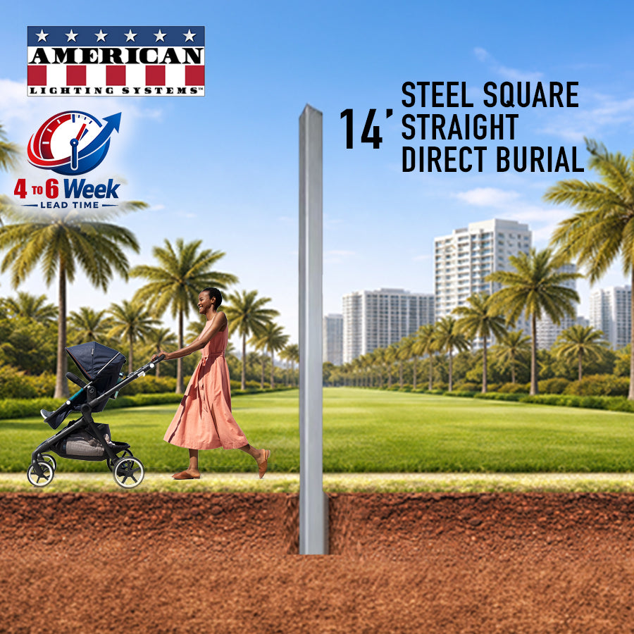 14 Foot Steel Square Straight Direct Burial 4in 11 Gauge
