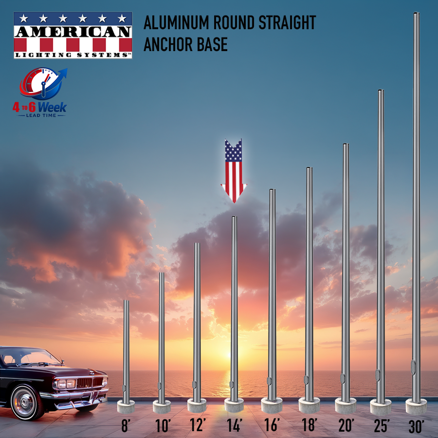 14 Foot Aluminum Round Straight Anchor Base 5in