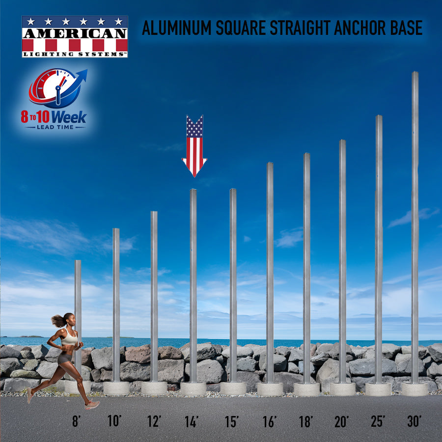 14 Foot Aluminum Square Straight Anchor Base 4in